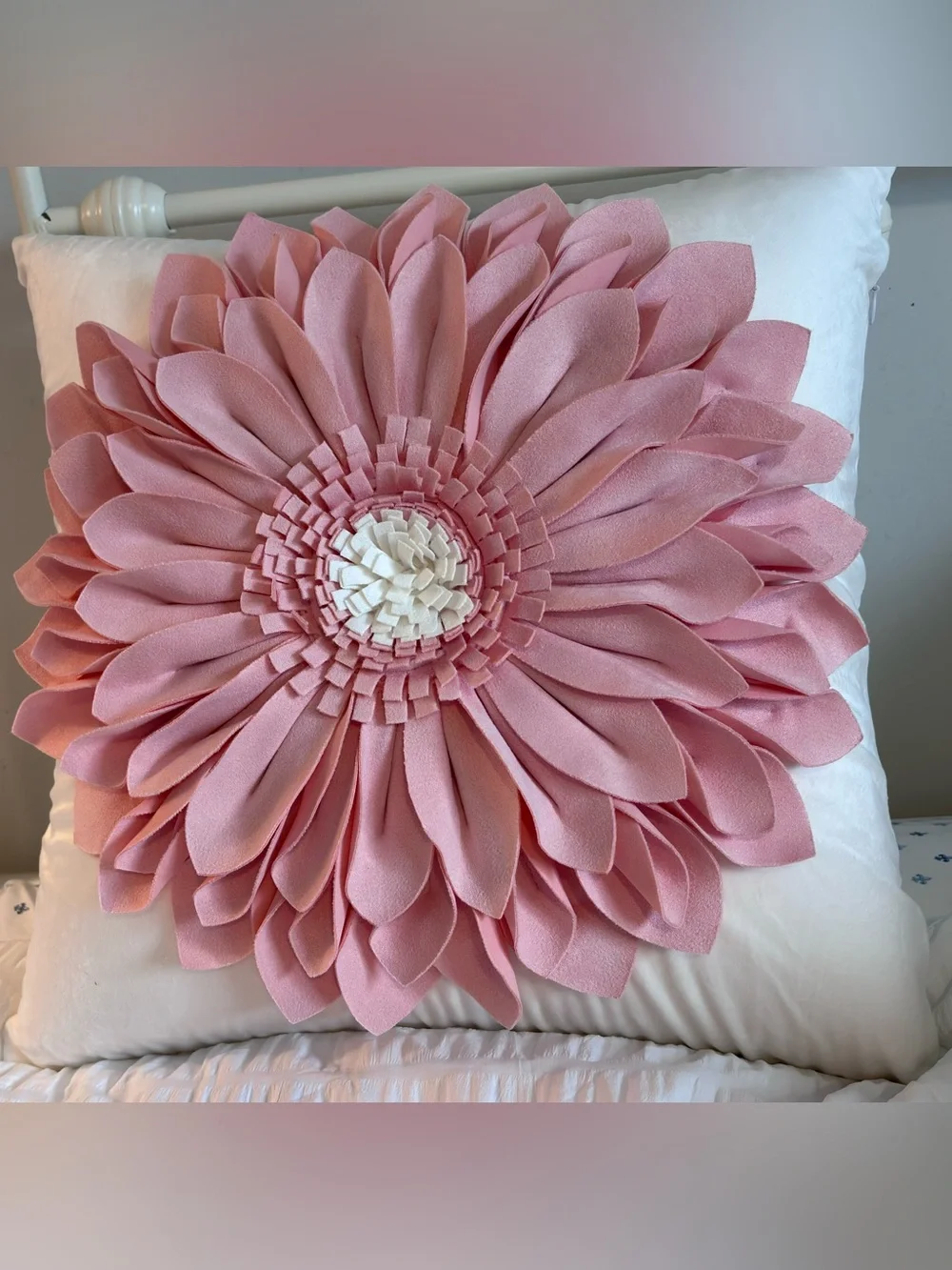 Pink Floral Accent Pillow